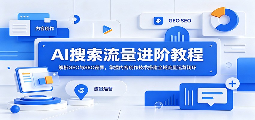 AI搜索流量进阶教程:解析GEO与SEO差异,掌握内容创作技术搭建全域流量运营闭环-研习库