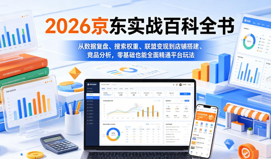 2026京东实战百科全书,从数据复盘、搜索权重、联盟变现到店铺搭建、竞品分析,零基础也能全面精通平台玩法-研习库