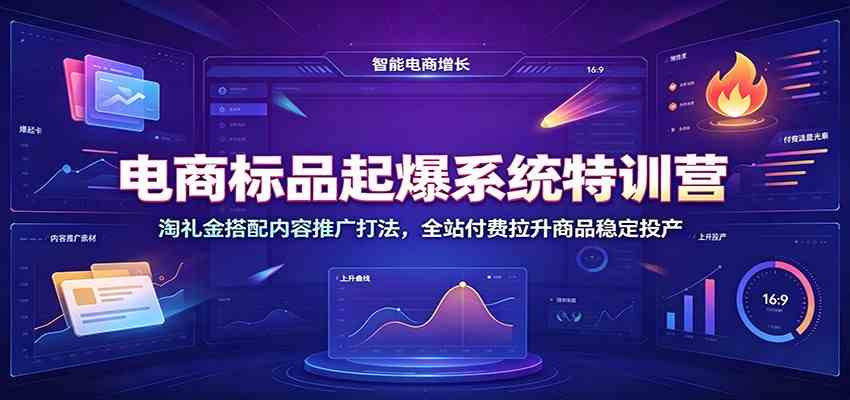 电商标品起爆系统特训营：淘礼金搭配内容推广打法，全站付费拉升商品稳定投产-研习库