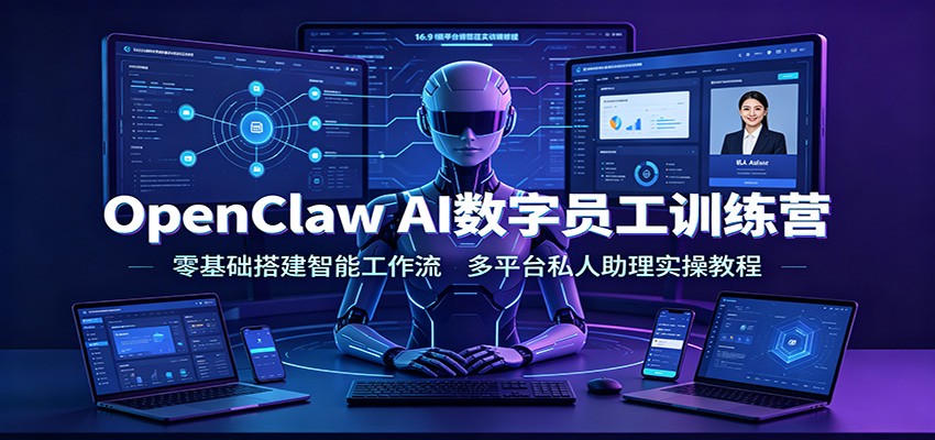 OpenClaw AI数字员工训练营:零基础搭建智能工作流,多平台私人助理实操教程-研习库