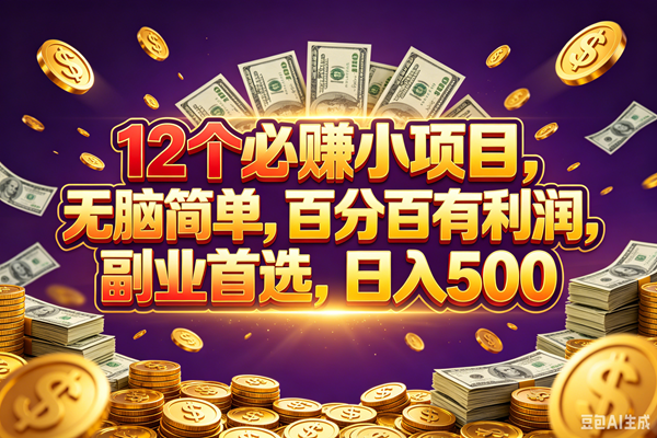 (18976期)12个必赚的小项目,百分百赚元子,无脑简单,副业首选,日入500+-研习库