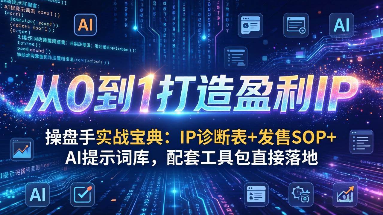 （17593期）操盘手实战宝典：IP诊断表+发售SOP+AI提示词库，配套工具包直接落地，从0到1打造盈利IP-研习库