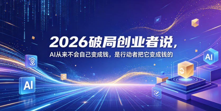 2026破局创业者说，AI从来不会自己变成钱，是行动者把它变成钱的【文档】-研习库