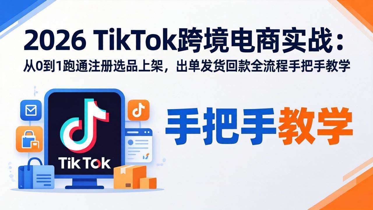(17850期)2026TikTok跨境电商实战:从0到1跑通注册选品上架,出单发货回款全流程手把手教学-研习库