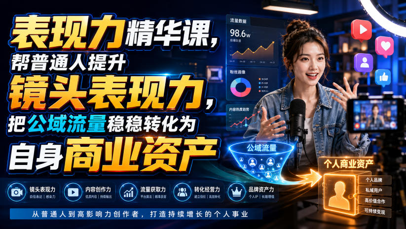 表现力精华课,帮普通人提升镜头表现力,把公域流量稳稳转化为自身商业资产-研习库