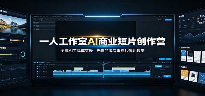 一人工作室AI商业短片创作营:全套AI工具库实操,光影品牌叙事成片落地教学-研习库