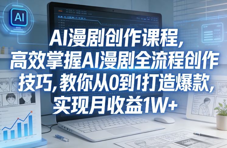 某社群AI漫剧创作课程,高效掌握AI漫剧全流程创作技巧,教你从0到1打造爆款,实现月收益1W+-研习库
