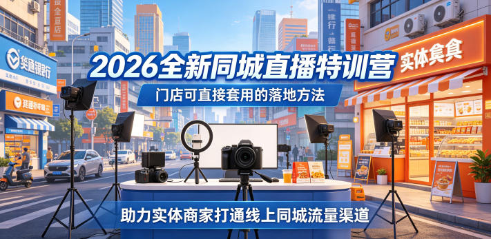 2026全新同城直播特训营，门店可直接套用的落地方法，助力实体商家打通线上同城流量渠道-研习库