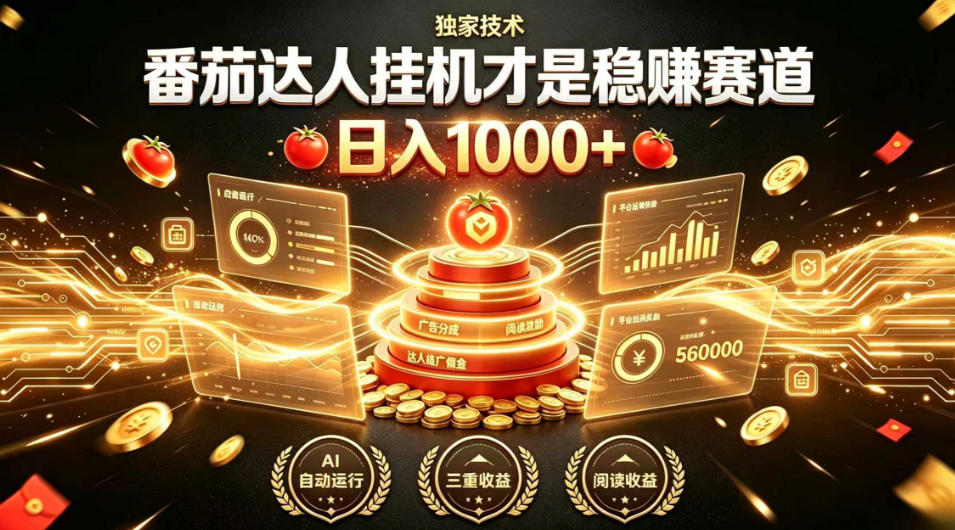 别再瞎找副业!番茄达人挂G才是稳賺赛道,日入1000+,全程傻瓜式操作,可矩阵放大【揭秘】-研习库