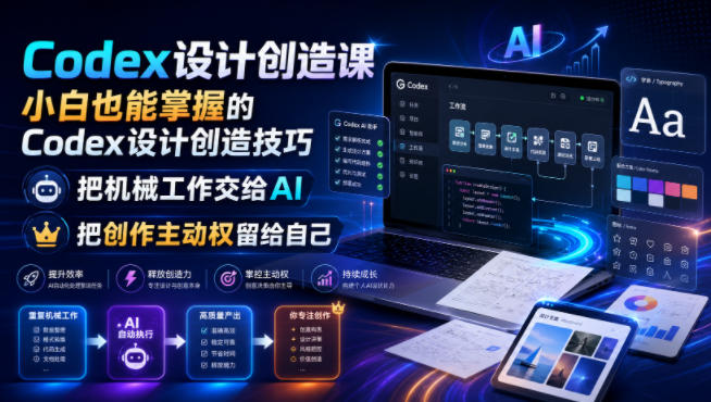 Codex设计创造课，小白也能掌握的Codex设计创造技巧，把机械工作交给AI，把创作主动权留给自己-研习库