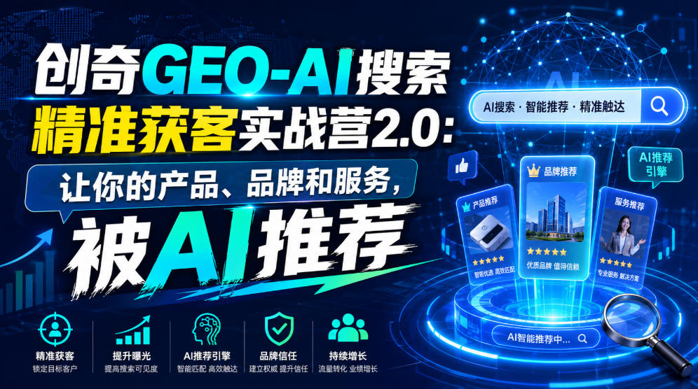 创奇GEO-AI搜索精准获客实战营2.0：让你的产品、品牌和服务，被AI推荐-研习库