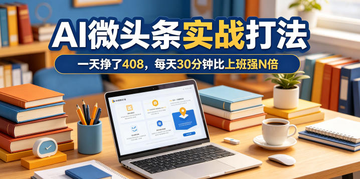 一天挣了408，AI微头条实战打法，每天30分钟比上班强N倍-研习库