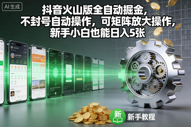 抖音火山版全自动掘金,不封号自动操作,可矩阵放大操作,新手小白也能日入5张【揭秘】-研习库