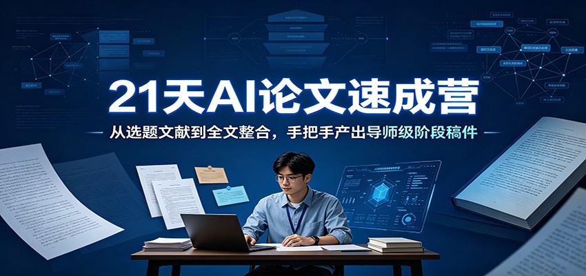 21天AI论文速成营：从选题文献到全文整合，手把手产出导师级阶段稿件-研习库
