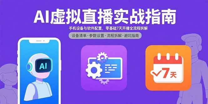 图片[1]-（15835期）AI虚拟直播实战指南，手机设备与软件配置，零基础7天开播全流程拆解-研习库