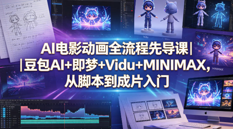 AI电影动画全流程先导课｜豆包AI+即梦+Vidu+MINIMAX，从脚本到成片入门-研习库