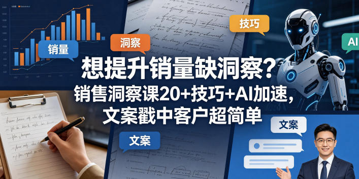 想提升销量缺洞察?销售洞察课20+技巧+AI加速,文案戳中客户超简单【原创双语字幕】-研习库