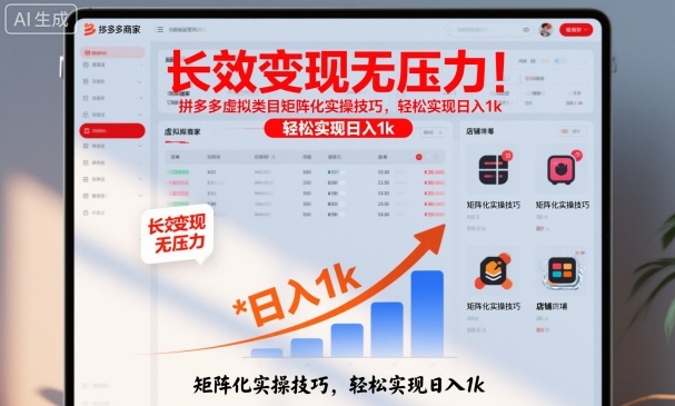 长效变现无压力！拼多多虚拟类目矩阵化实操技巧，轻松实现日入1k【揭秘】-研习库