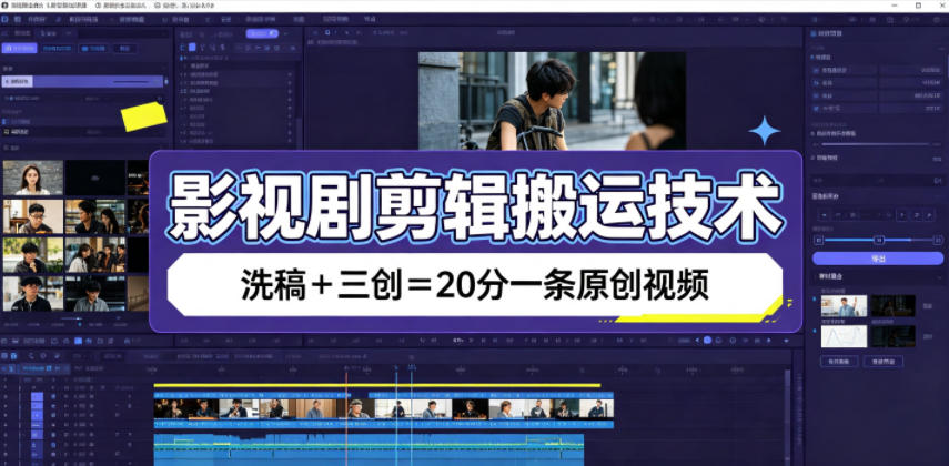 影视剧剪辑搬运技术，洗稿+三创=20分一条原创视频-研习库