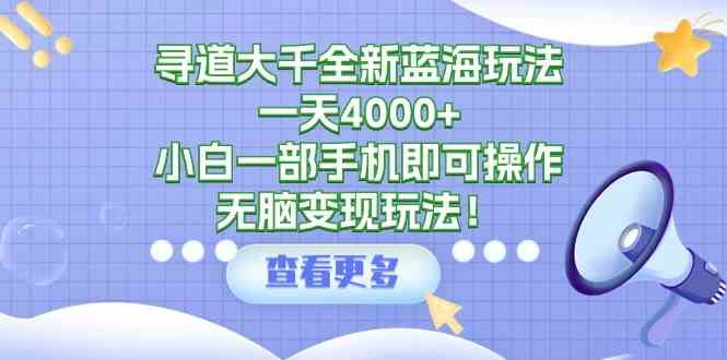 （9479期）寻道大千全新蓝海玩法，一天4000+，小白一部手机即可操作，无脑变现玩法！-研习库