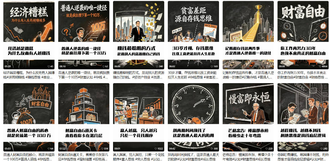 【AI书单】财富书籍图文解读玩法,一键直出,几十条视频,跑出1000单,全流程拆解,新手也可以上手-研习库