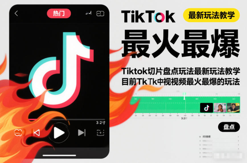Tiktok切片盘点玩法最新玩法教学,目前Tk中视频最火最爆的玩法-研习库