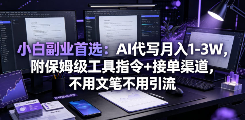 小白副业首选：AI代写月入1-3W，附保姆级工具指令+接单渠道，不用文笔不用引流【揭秘】-研习库