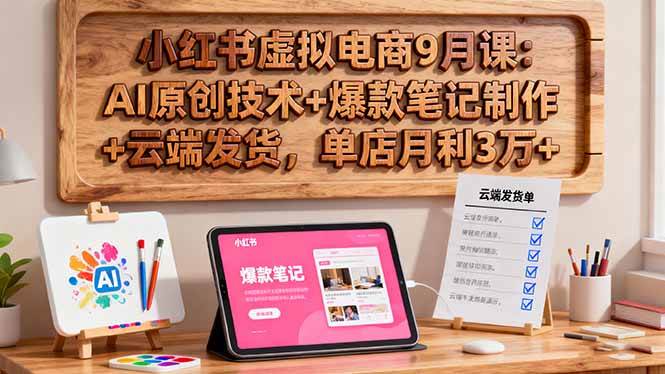 (16287期)小红书虚拟电商9月课:AI原创技术+爆款笔记制作+云端发货,单店月利3万+-研习库