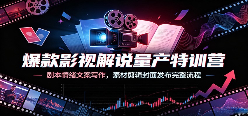 爆款影视解说量产特训营:剧本情绪文案写作,素材剪辑封面发布完整流程-研习库