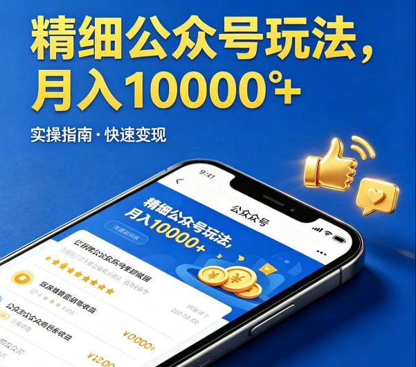精细化公众号玩法，我们给你提供文章，你来负责发布，收益可观，月入1W+【揭秘】-研习库