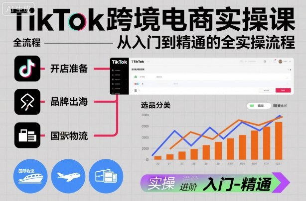 TikTok跨境电商实操课,从入门到精通的全实操流程-研习库