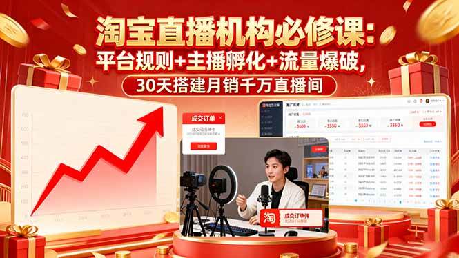 图片[1]-（16087期）淘宝直播机构必修课：平台规则/主播孵化/流量爆破,30天搭建月销千万直播间-研习库