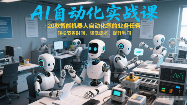 AI自动化实战课：20款智能机器人自动化您的业务任务，轻松节省时间，降低成本，提升利润-研习库