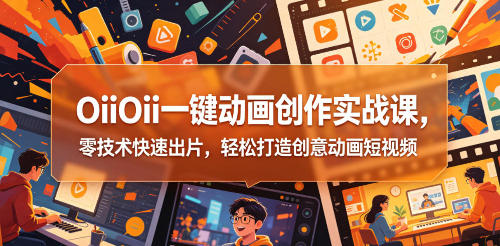 OiiOii一键动画创作实战课，零技术快速出片，轻松打造创意动画短视频-研习库