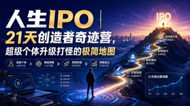 人生IPO︱21天创造者奇迹营,超级个体升级打怪的极简地图-研习库
