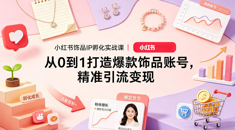 小红书饰品IP孵化实战课｜从0到1打造爆款饰品账号，精准引流变现-研习库