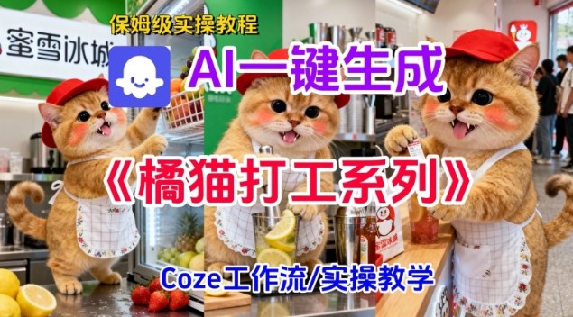 Coze扣子工作流一键生成胖橘猫打工短视频,保姆级实操搭建教学-研习库