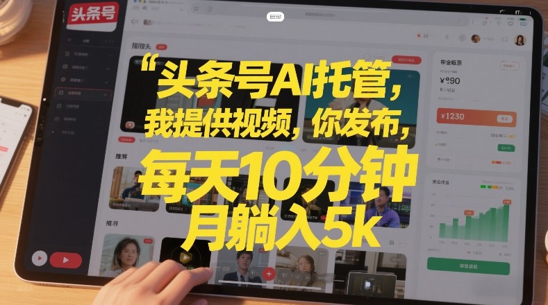 头条号AI托管，我提供视频，你发布，每天10分钟，月躺入5k+【揭秘】-研习库