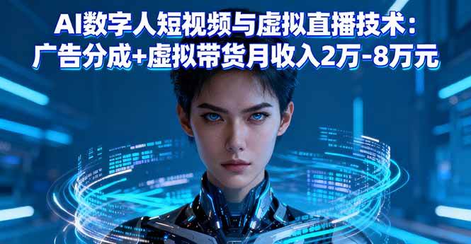 图片[1]-（16148期）AI数字人短视频与虚拟直播技术：广告分成+虚拟带货月收入2万-8万元-研习库