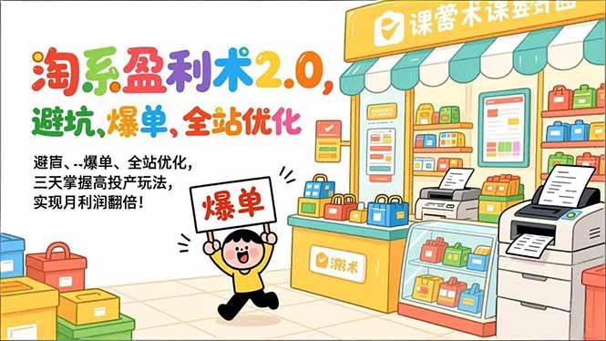 （17127期）淘系盈利术2.0，避坑、爆单、全站优化，三天掌握高投产玩法，实现月利润翻倍！-研习库