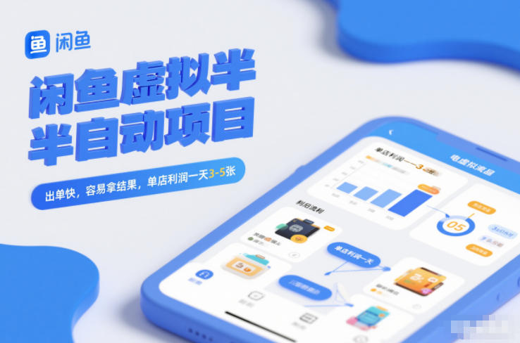 闲鱼虚拟半自动项目，出单快，容易拿结果，单店利润一天3-5张-研习库
