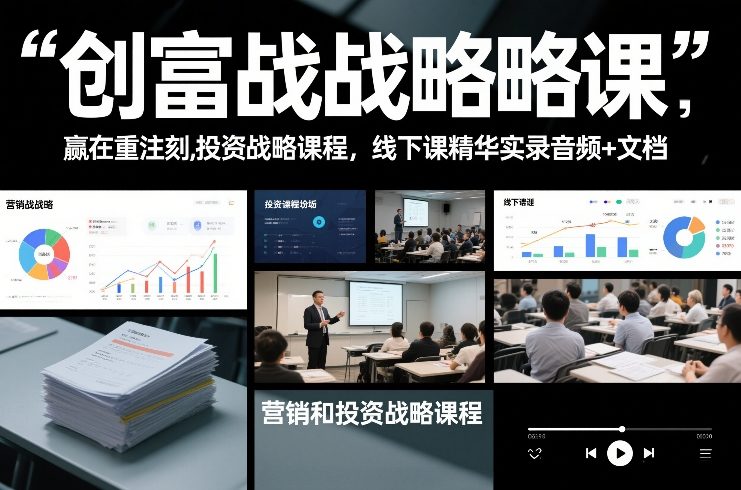 创富战略课，赢在重注时刻，营销和投资战略课程，线下课精华实录音频+文档-研习库