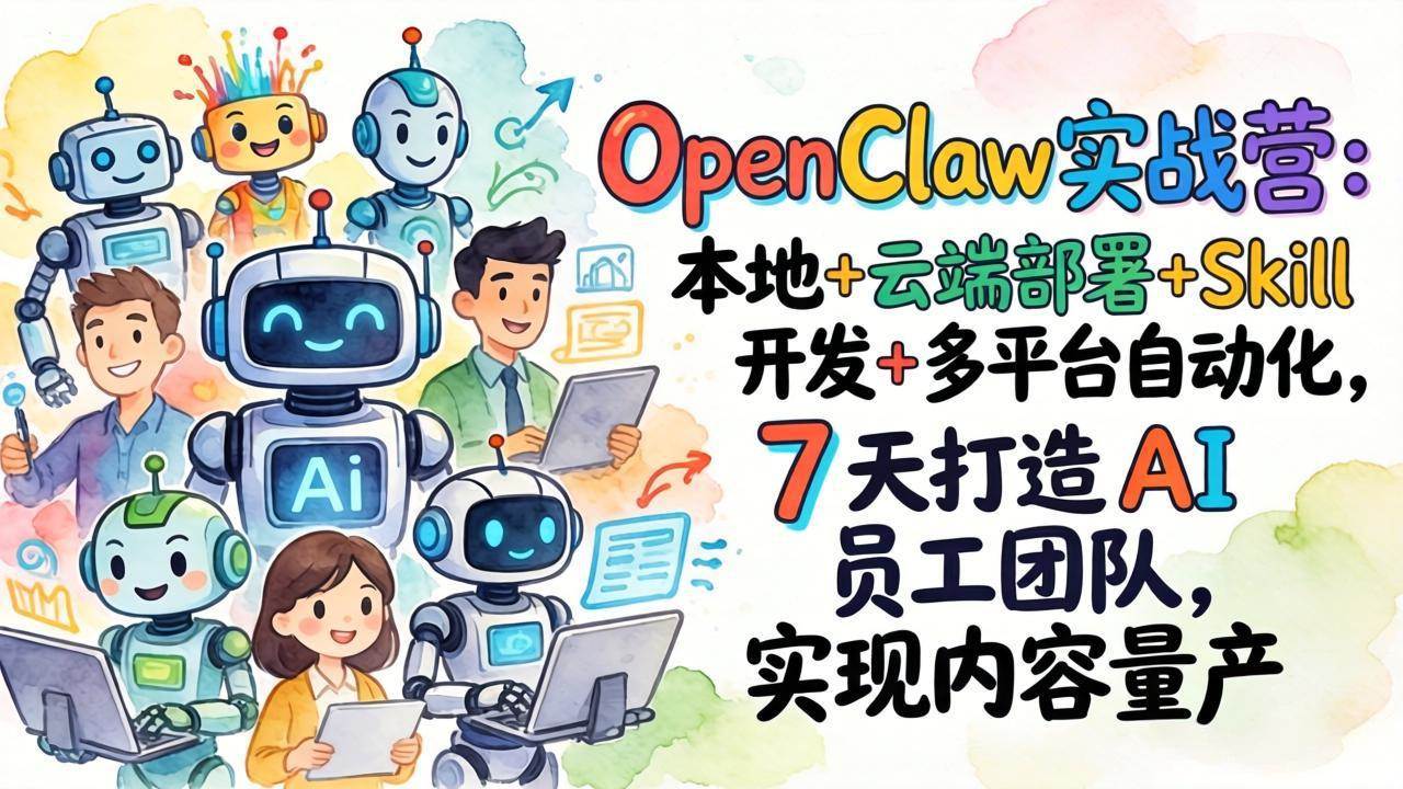 （17673期）OpenClaw实战营-更新：本地+云端部署+Skill开发+多平台自动化，7天打造AI员工团队+实现内容量产-研习库