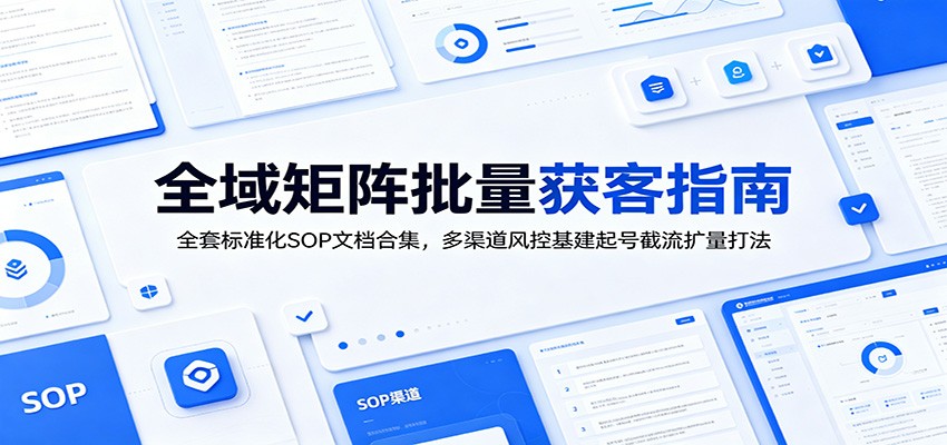 全域矩阵批量获客指南:全套标准化SOP文档合集,多渠道风控基建起号截流扩量打法-研习库