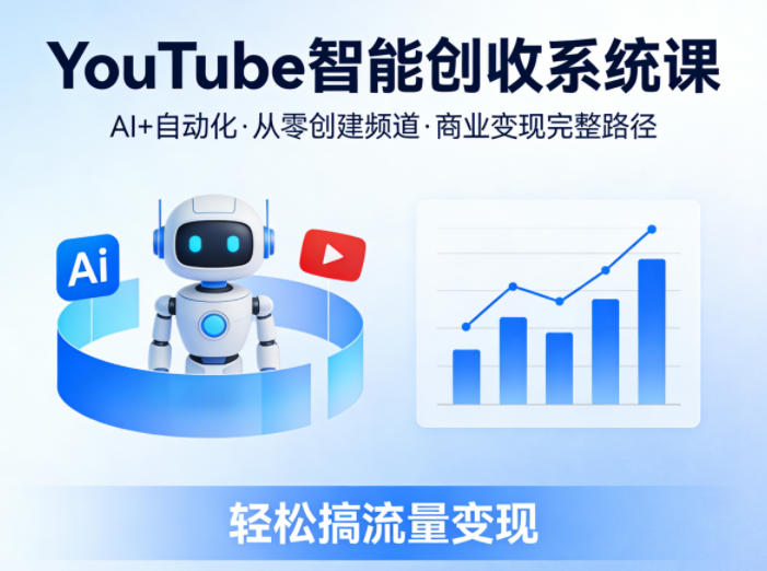 YouTube智能创收系统课，AI+自动化，从零创建YouTube频道并实现商业变现的完整路径，轻松搞流量变现-研习库