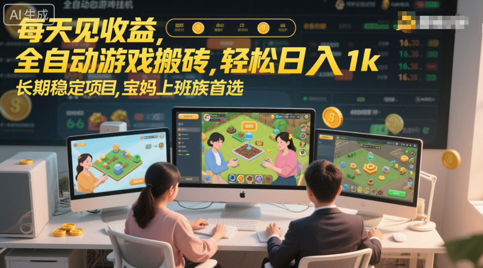 每天见收益,全自动游戏搬砖,轻松日入1k,长期稳定项目,宝妈上班族首选【揭秘】 每天见收益,全自动游戏搬砖,轻松日入1k,长期稳定项目,宝妈上班族首选【揭秘】