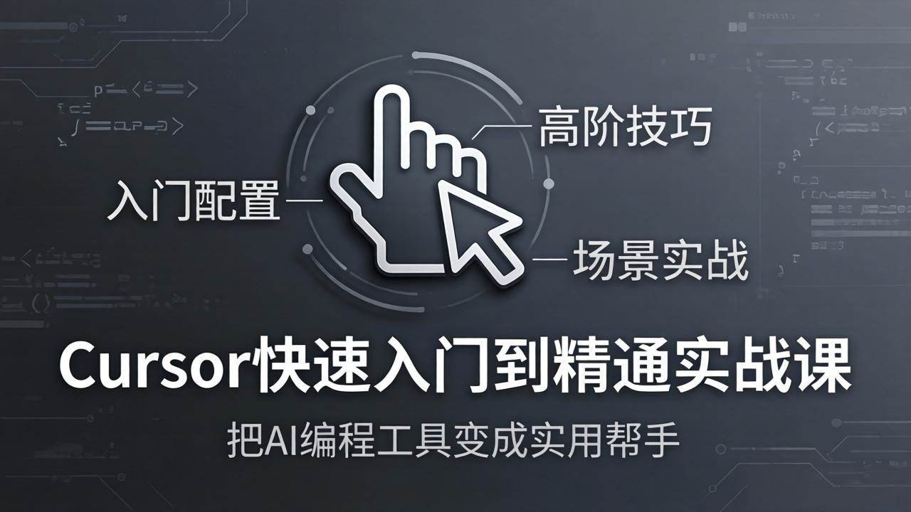 (17794期)Cursor快速入门到精通实战课:入门配置+高阶技巧+场景实战,把AI编程工具变成实用帮手-研习库