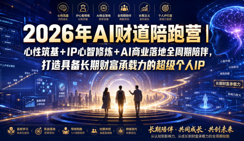 2026年AI财道陪跑营|心性筑基+IP心智修炼+AI商业落地全周期陪伴,打造具备长期财富承载力的超级个人IP-研习库