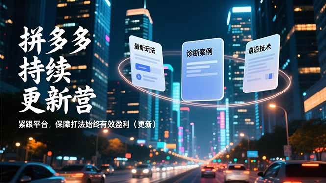 (16987期)拼多多持续更新营,最新玩法、诊断案例、前沿技术,紧跟平台,保障打法始终有效盈利(更新)-研习库