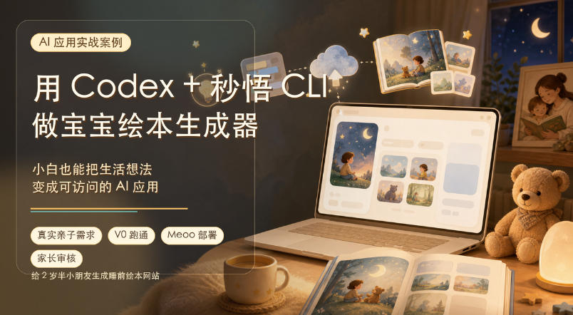 AI应用实战案例,用Codex+秒悟CLl做宝宝绘本生成器,小白也能把生活想法变成可访问的AI应用-研习库